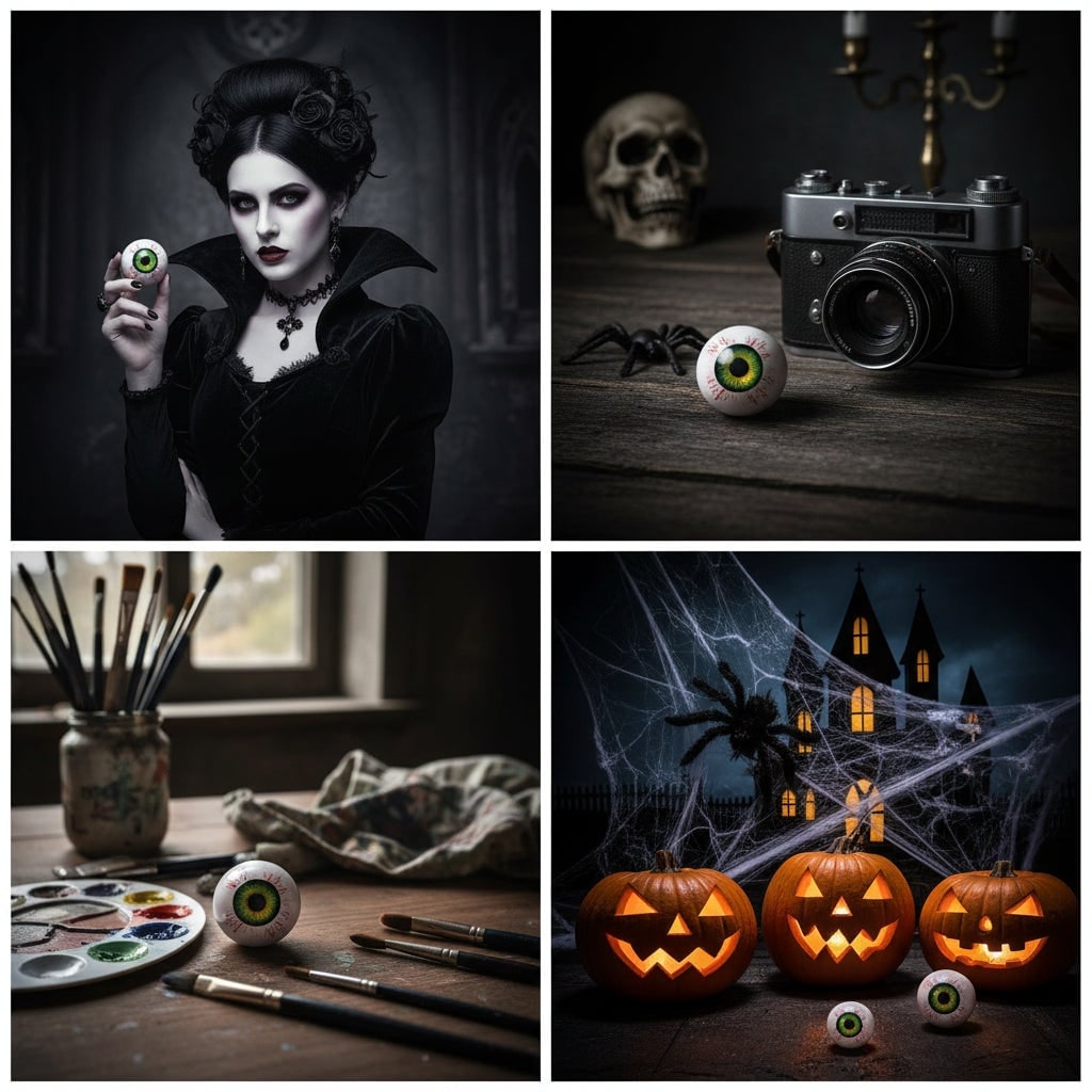 Halloween Eyeball Decor with Witch and Pink Porch Display Stand for Front Door Party Decoration - Image 6