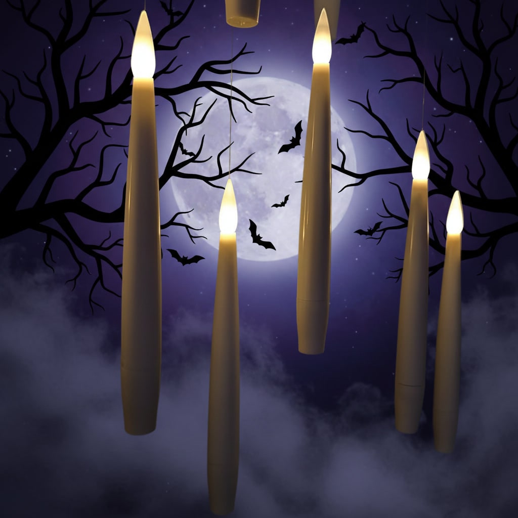 Halloween Flameless LED Taper Candles with Remote Control Battery Operated Floating Hanging - Image 2