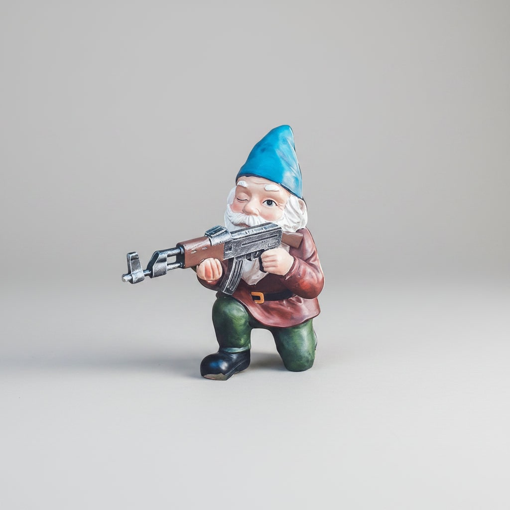 Halloween Funny Garden Gnome Figurine Resin Tactical Rifle Shooting Pose Outdoor Decoration Statue - Image 1