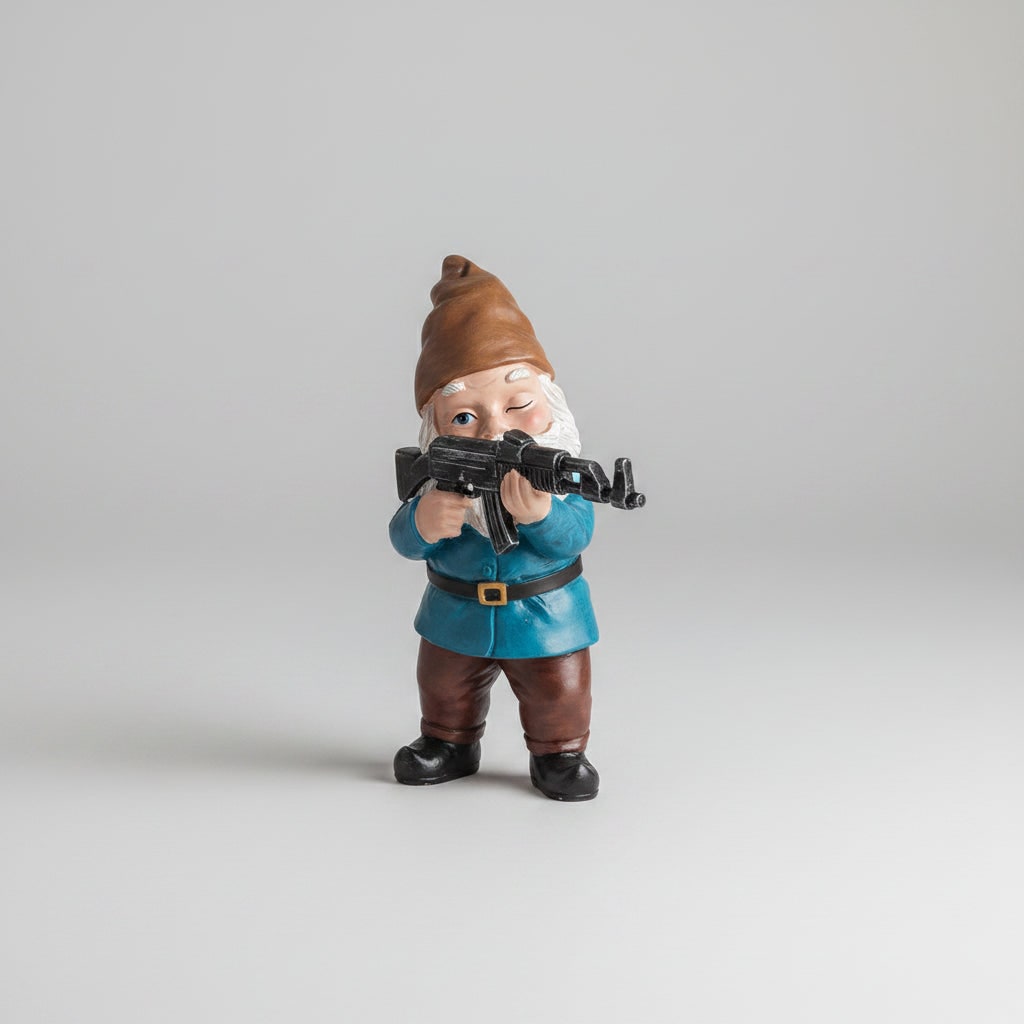 Halloween Funny Garden Gnome Figurine Resin Tactical Rifle Shooting Pose Outdoor Decoration Statue - Image 2