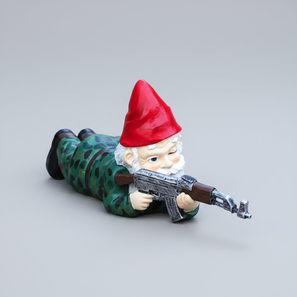 Halloween Funny Garden Gnome Figurine Resin Tactical Rifle Shooting Pose Outdoor Decoration Statue - Image 3