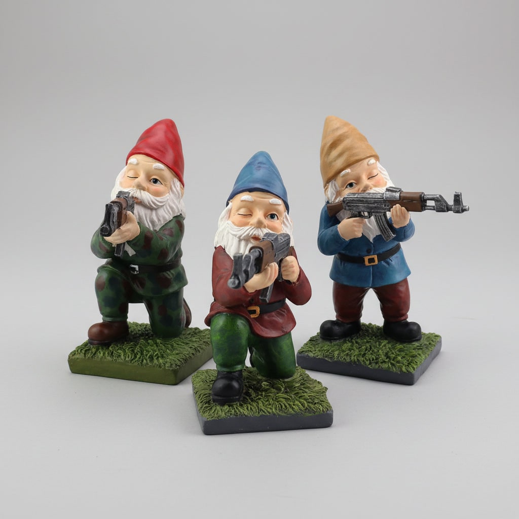 Halloween Funny Garden Gnome Figurine Resin Tactical Rifle Shooting Pose Outdoor Decoration Statue - Image 4