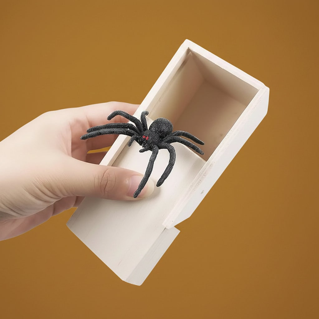 Halloween Gag Gift Boxes Funny Prank Spider Box with Jump Scare Mechanism Wooden Surprise - Image 4
