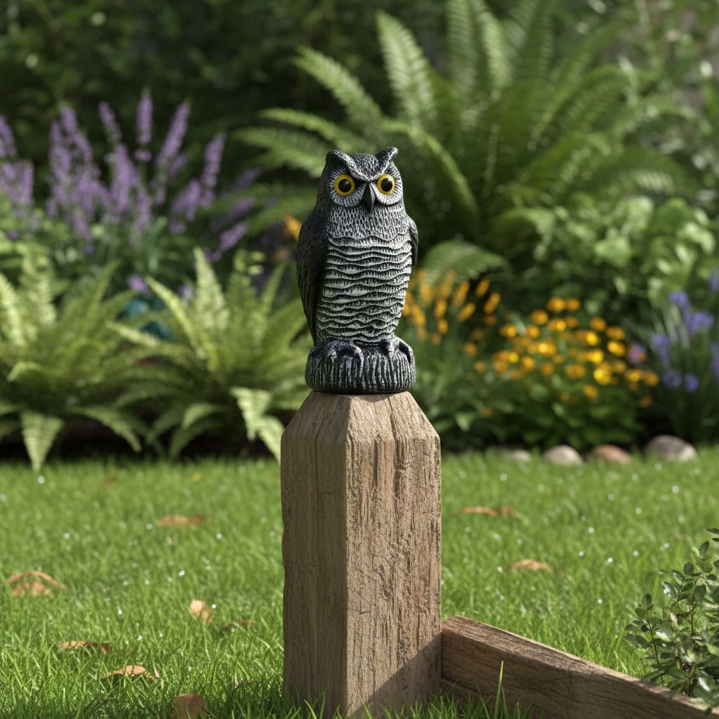 Halloween Garden Owl Statue Decoy with Realistic Design to Scare Birds Away Outdoor Yard Decoration - Image 1