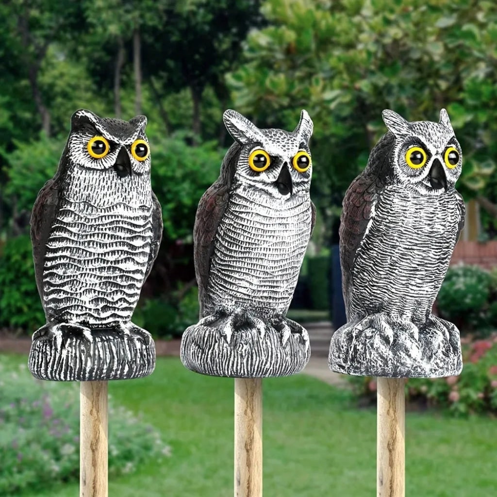 Halloween Garden Owl Statue Decoy with Realistic Design to Scare Birds Away Outdoor Yard Decoration - Image 2