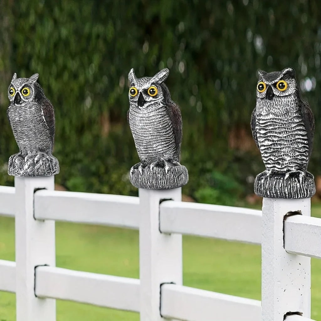 Halloween Garden Owl Statue Decoy with Realistic Design to Scare Birds Away Outdoor Yard Decoration - Image 3