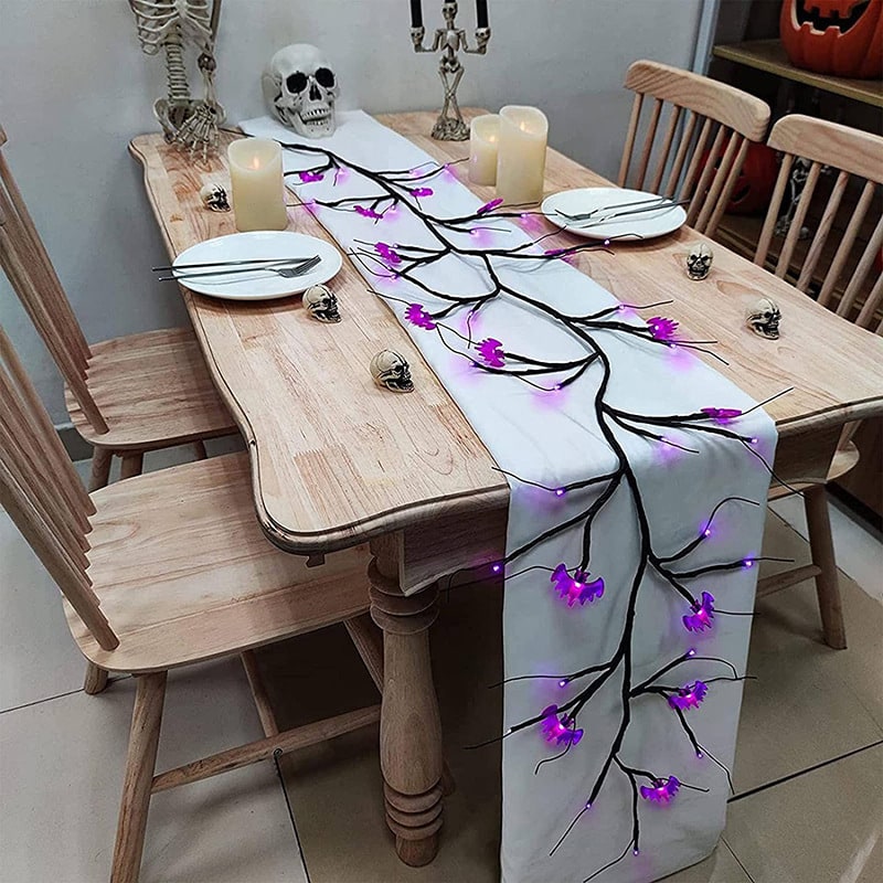 Halloween Garland with Lights LED Twig Battery Operated for Outdoor Mantel Decoration - Image 1