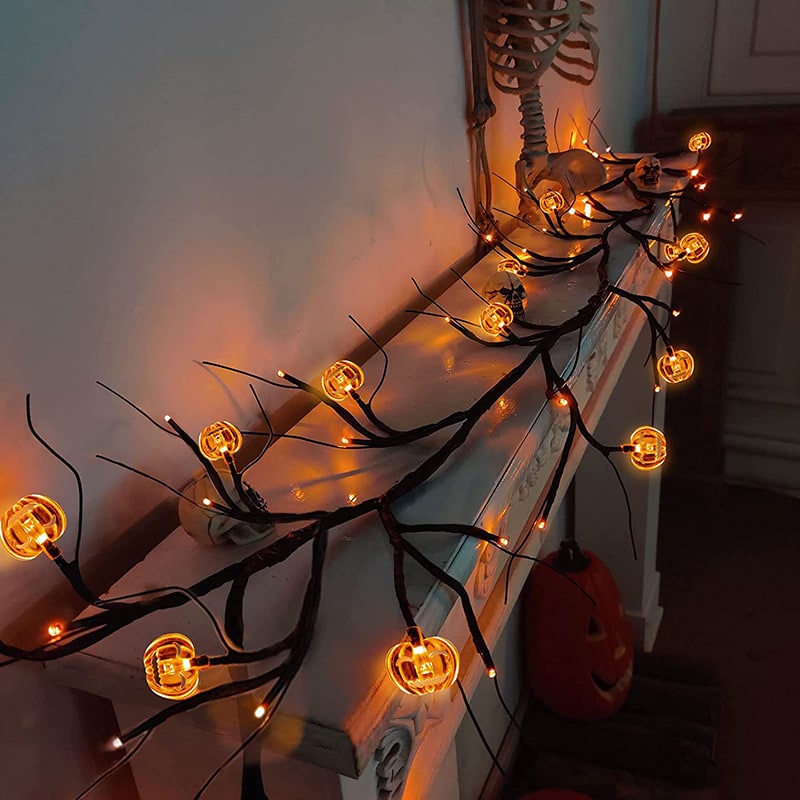 Halloween Garland with Lights LED Twig Battery Operated for Outdoor Mantel Decoration - Image 2