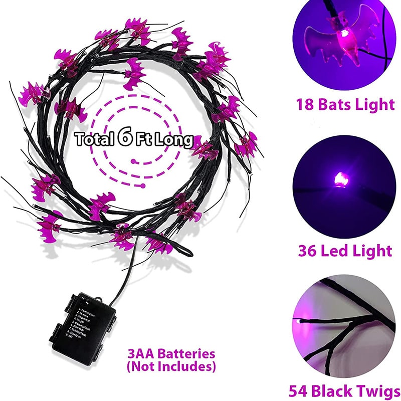 Halloween Garland with Lights LED Twig Battery Operated for Outdoor Mantel Decoration - Image 4