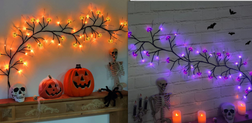 Halloween Garland with Lights LED Twig Battery Operated for Outdoor Mantel Decoration - Image 7