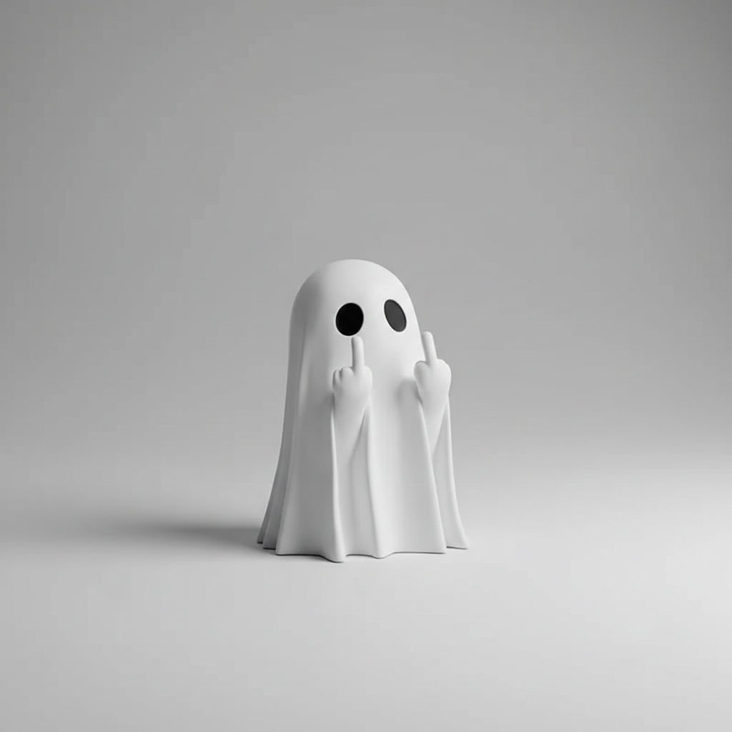 Halloween Ghost Decor Figurine with Middle Finger Gesture Tabletop Decoration Inflatable - Image 1