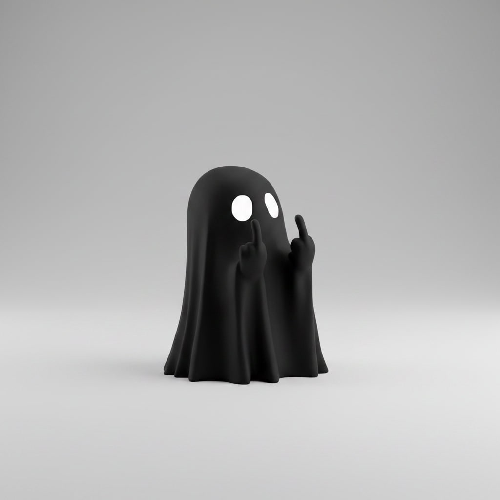 Halloween Ghost Decor Figurine with Middle Finger Gesture Tabletop Decoration Inflatable - Image 2