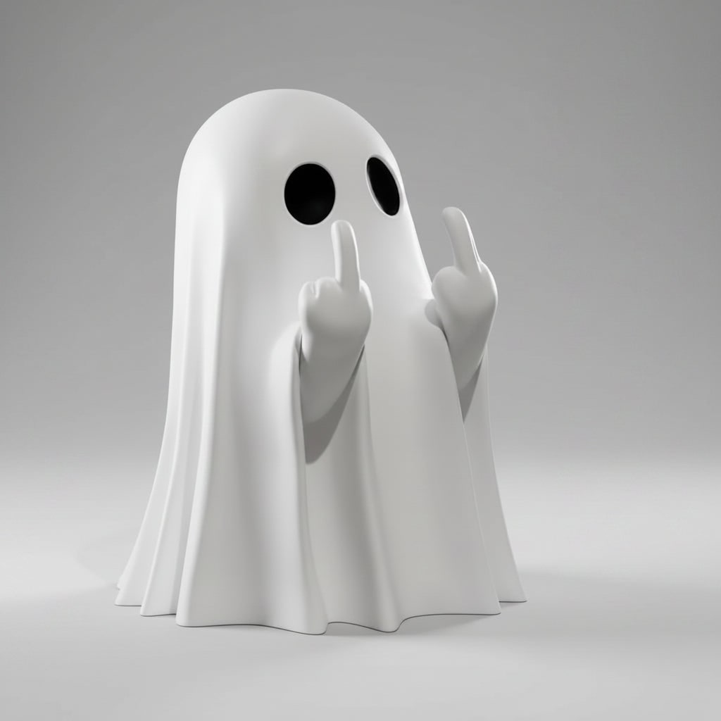 Halloween Ghost Decor Figurine with Middle Finger Gesture Tabletop Decoration Inflatable - Image 3