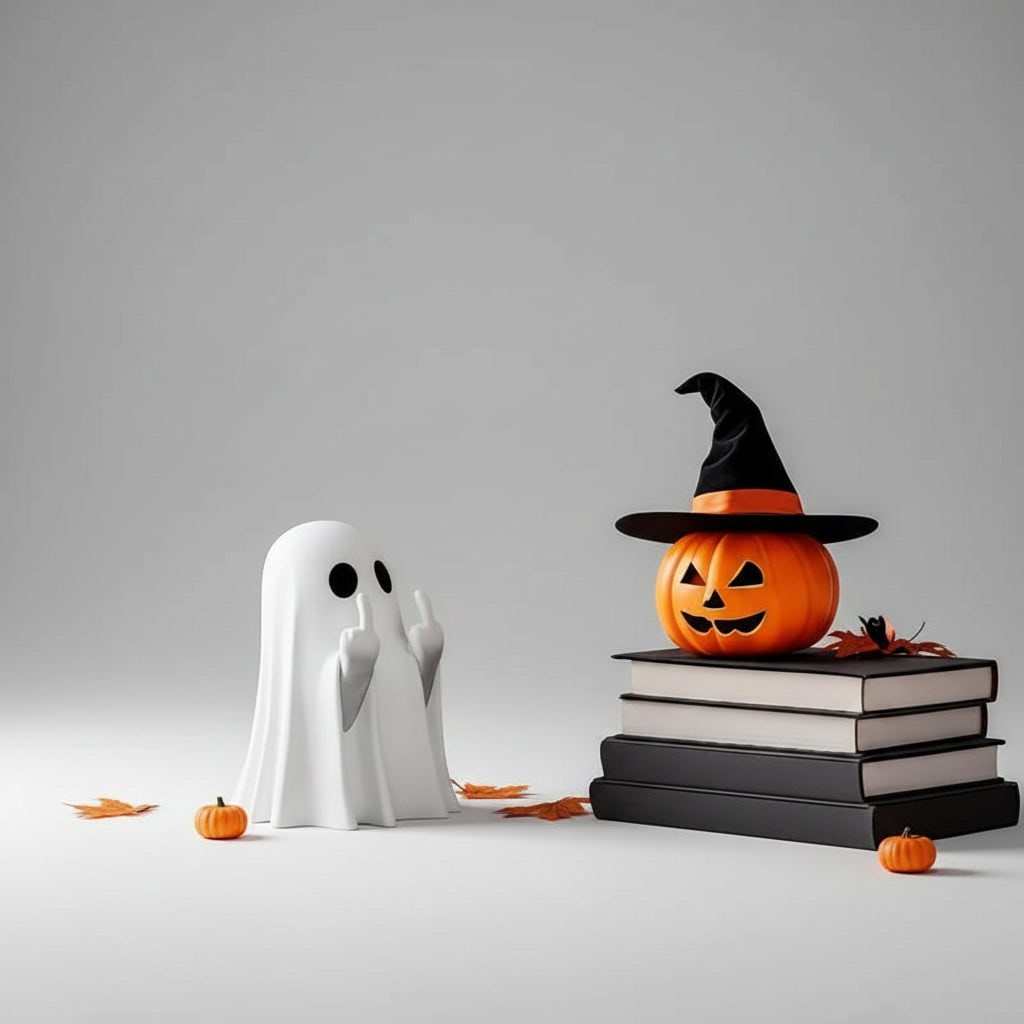 Halloween Ghost Decor Figurine with Middle Finger Gesture Tabletop Decoration Inflatable - Image 4