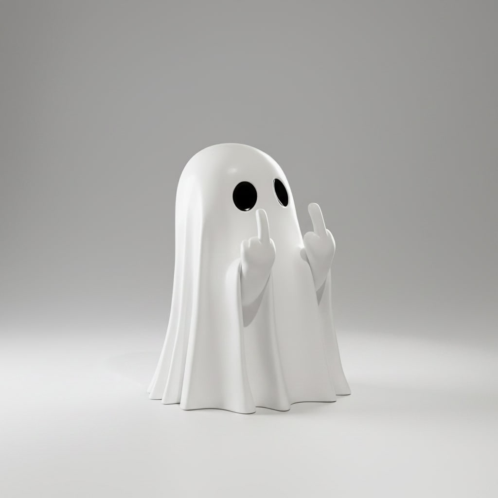 Halloween Ghost Decor Figurine with Middle Finger Gesture Tabletop Decoration Inflatable - Image 6