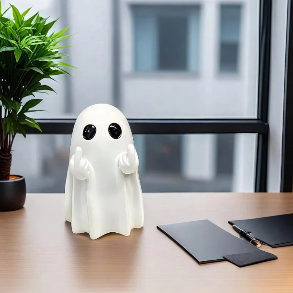 Halloween Ghost Decor Tabletop Figurine with Middle Finger Flipping Hands Inflatable - Image 4