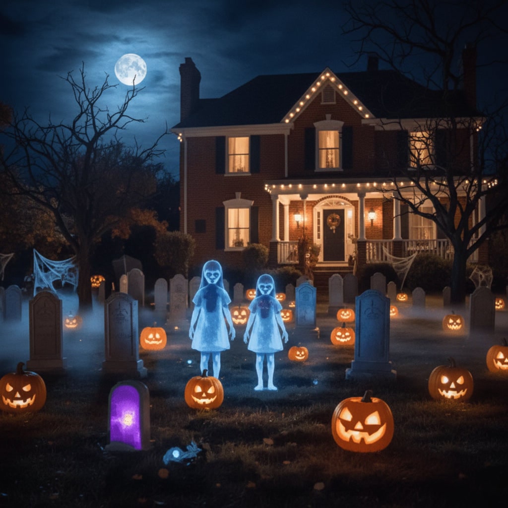 Halloween Ghost Decoration Blow Up Outdoor with Glowing Eyes for Party - Image 1