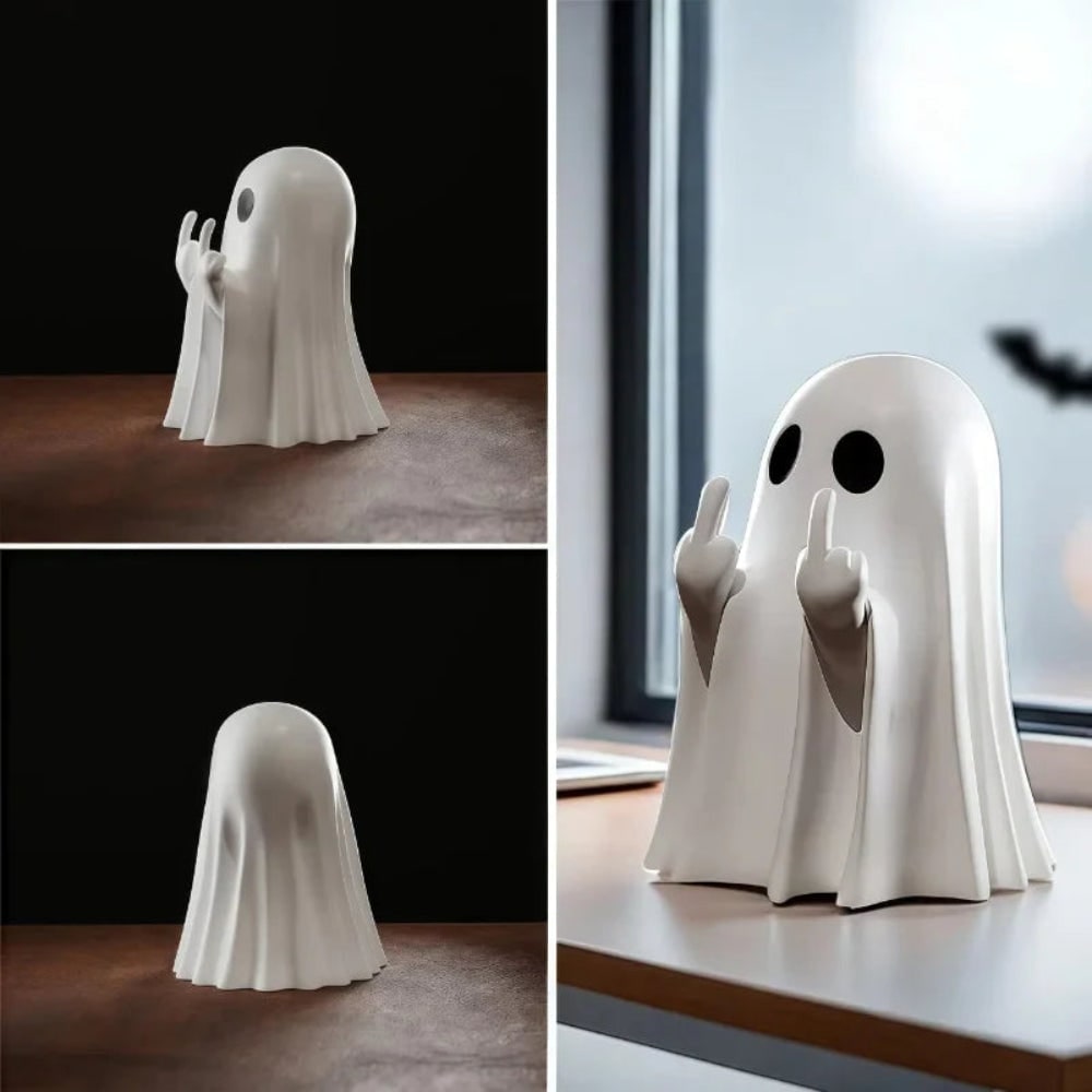 Halloween Ghost Decorations Figurine with Middle Finger Gesture Tabletop Statue for Party - Image 5