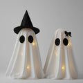 Halloween Ghost Decorations with Warm White LED Lights Set of Two Up for Tabletop Party Decor - Image 1