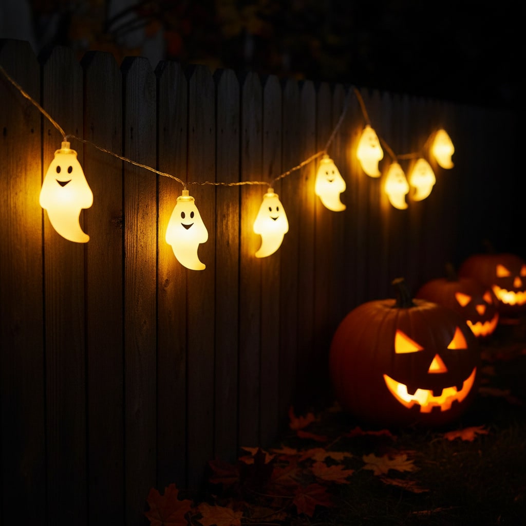 Halloween Ghost String Lights Battery Operated LED Outdoor Decoration for Patio and Yard Party - Image 1