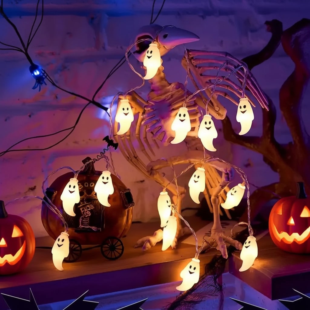 Halloween Ghost String Lights Battery Operated LED Outdoor Decoration for Patio and Yard Party - Image 3