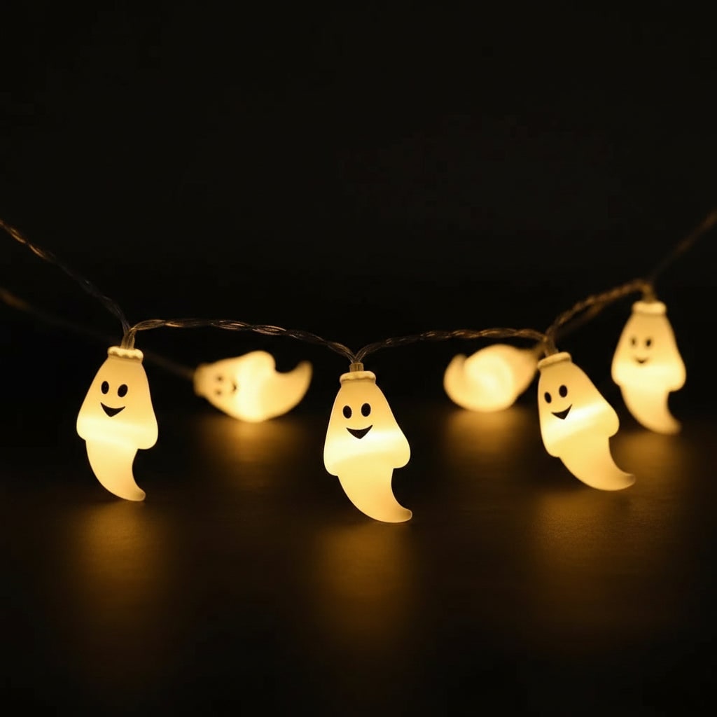 Halloween Ghost String Lights Outdoor Battery Powered LED for Patio and Yard Decoration - Image 1