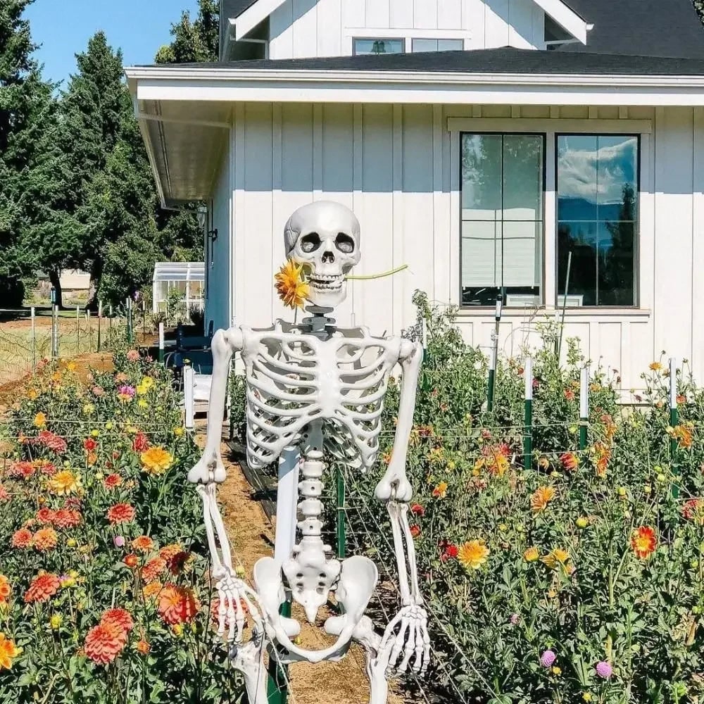 Halloween Giant Skeleton Decoration with Poseable Joints for Party and Outdoor Haunted House Display - Image 1