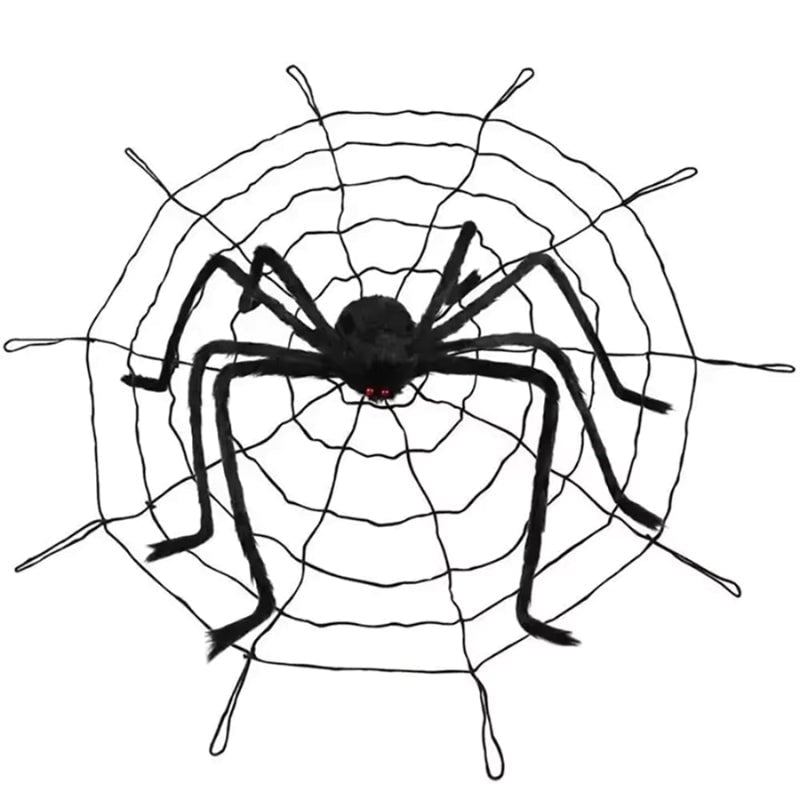 Halloween Giant Spider Decoration with Web and Poseable Legs for Outdoor Yard - Image 2
