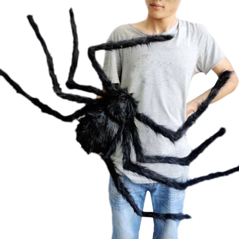 Halloween Giant Spider Decoration with Web and Poseable Legs for Outdoor Yard - Image 3