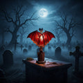 Halloween Gothic Bat Table Lamp with Battery Powered LED Light and Translucent Red Wings - Image 1