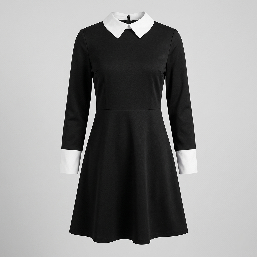Halloween gothic schoolgirl Costume Dress with White Collar and Braided Cosplay Outfit - Image 4