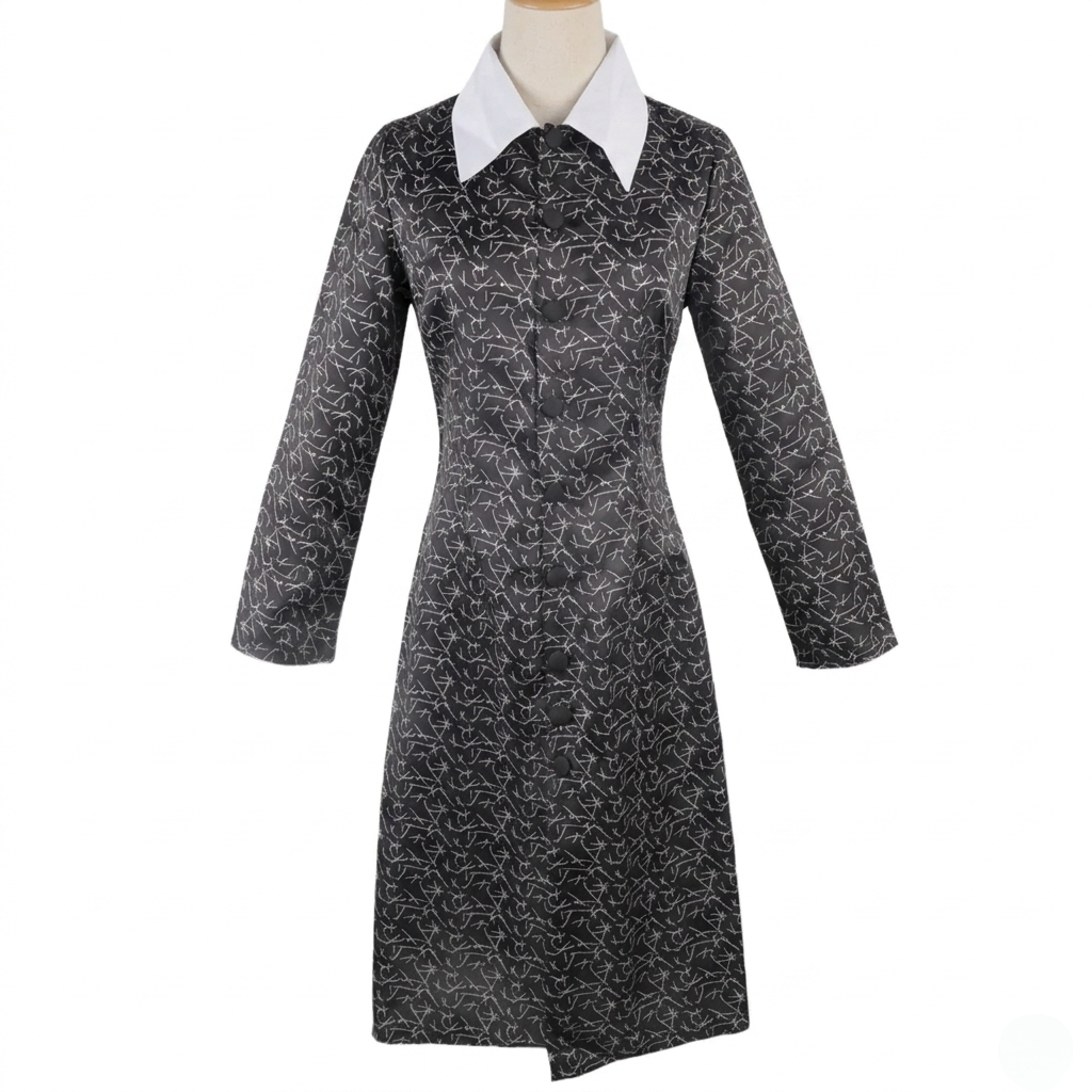 Halloween gothic schoolgirl Costume Dress with White Collar and Braided Cosplay Outfit - Image 5