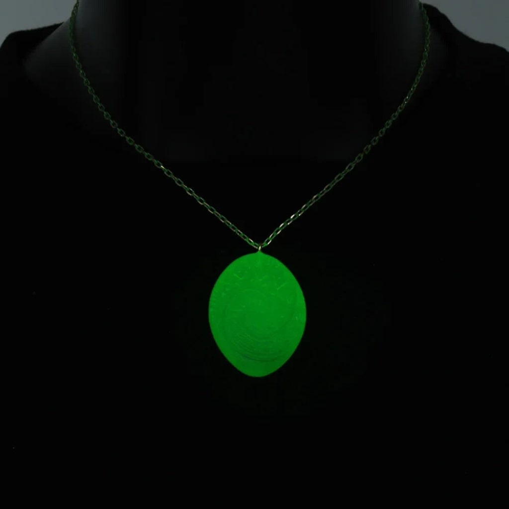 Halloween Green Jade Stone Pendant Necklace Large Charm - Image 4