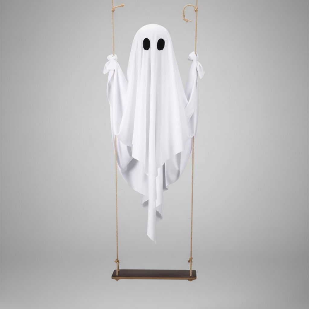 Halloween Hanging Ghost Decoration with LED Light and Swing for Outdoor Yard Party Decor - Image 1