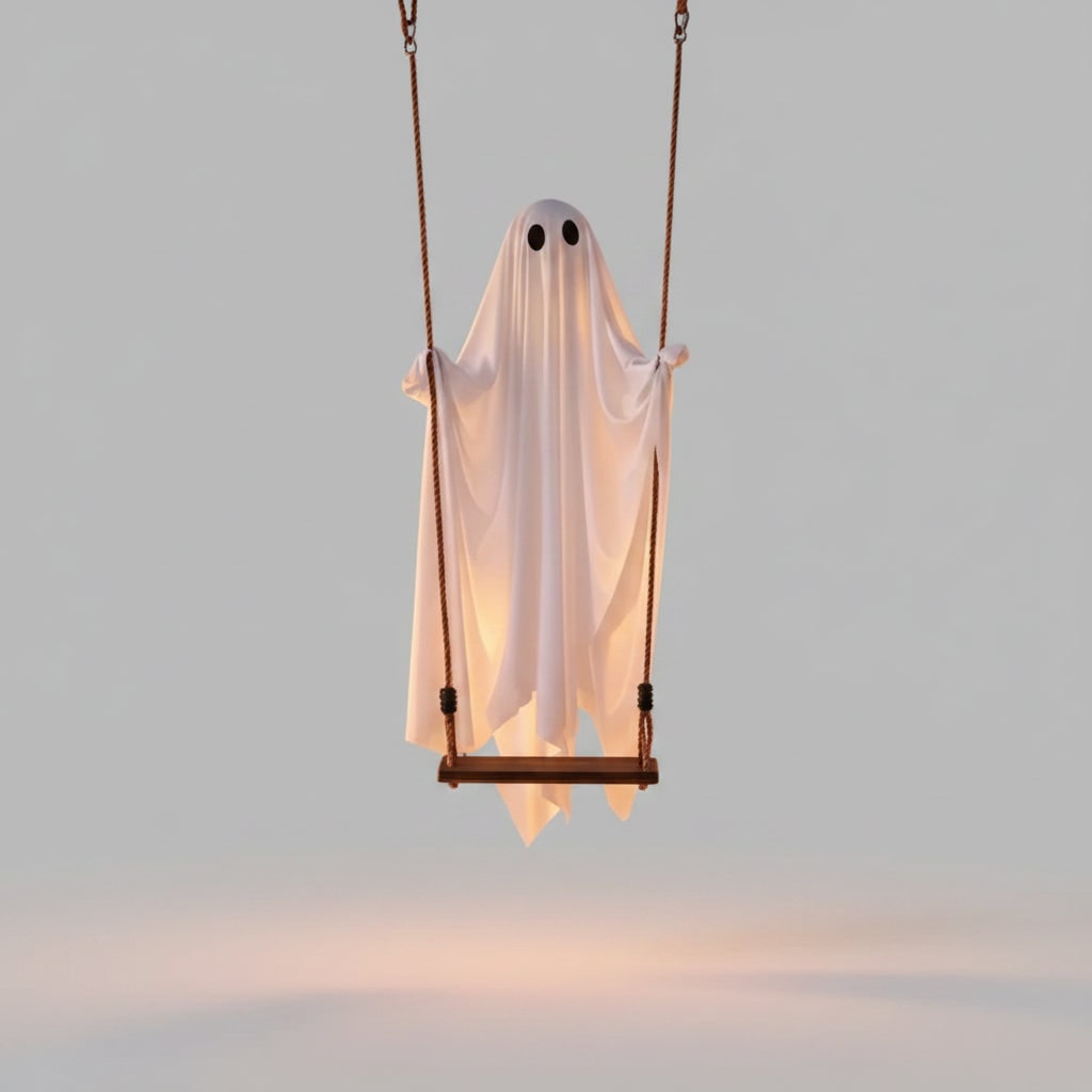 Halloween Hanging Ghost Decoration with LED Light and Swing for Outdoor Yard Party Decor - Image 4