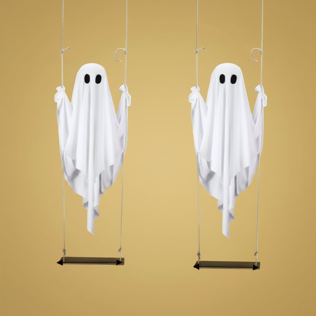Halloween Hanging Ghost Decoration with LED Light and Swing for Outdoor Yard Party Decor - Image 5
