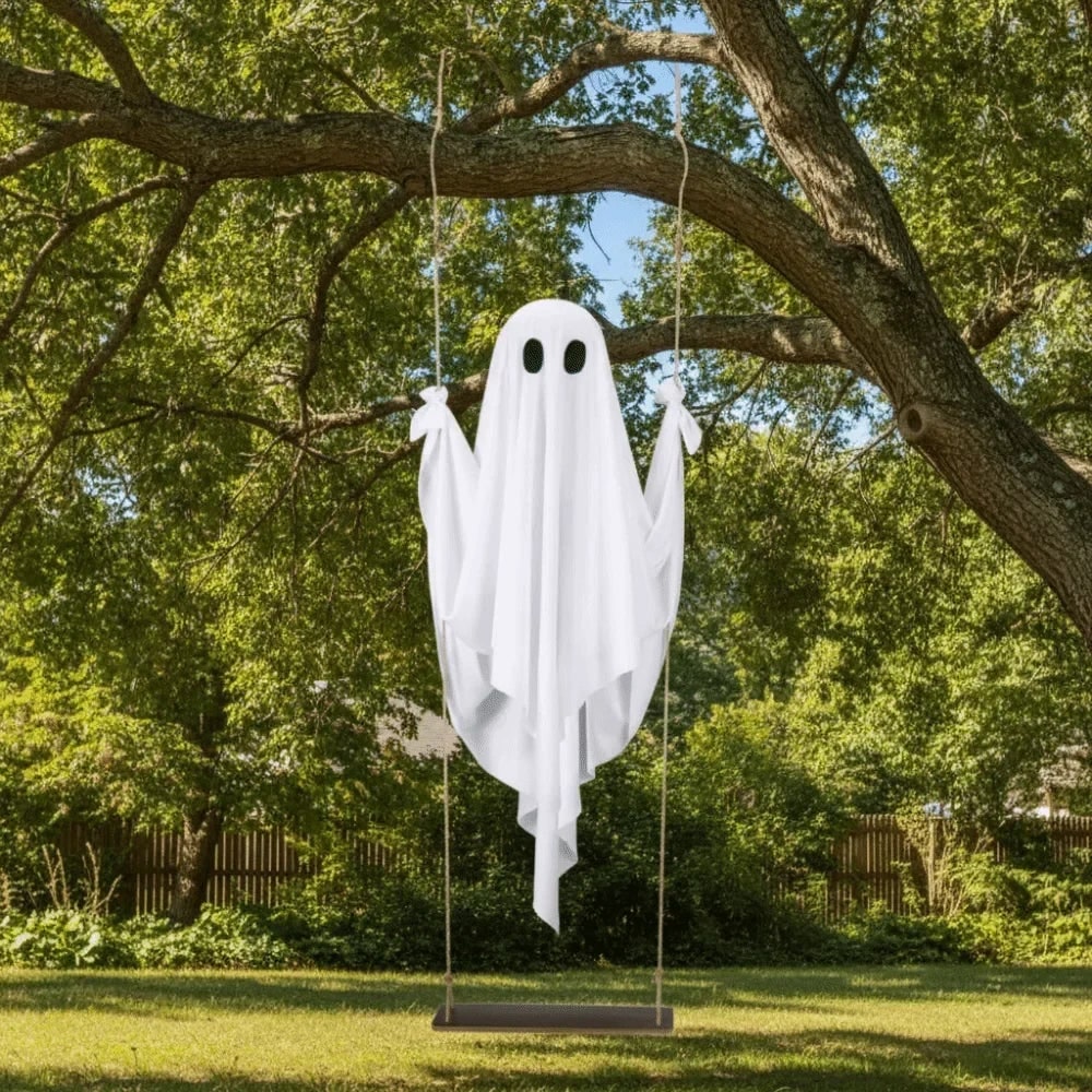 Halloween Hanging Ghost Decoration with LED Light Remote Control for Large Outdoor Yard Party - Image 2