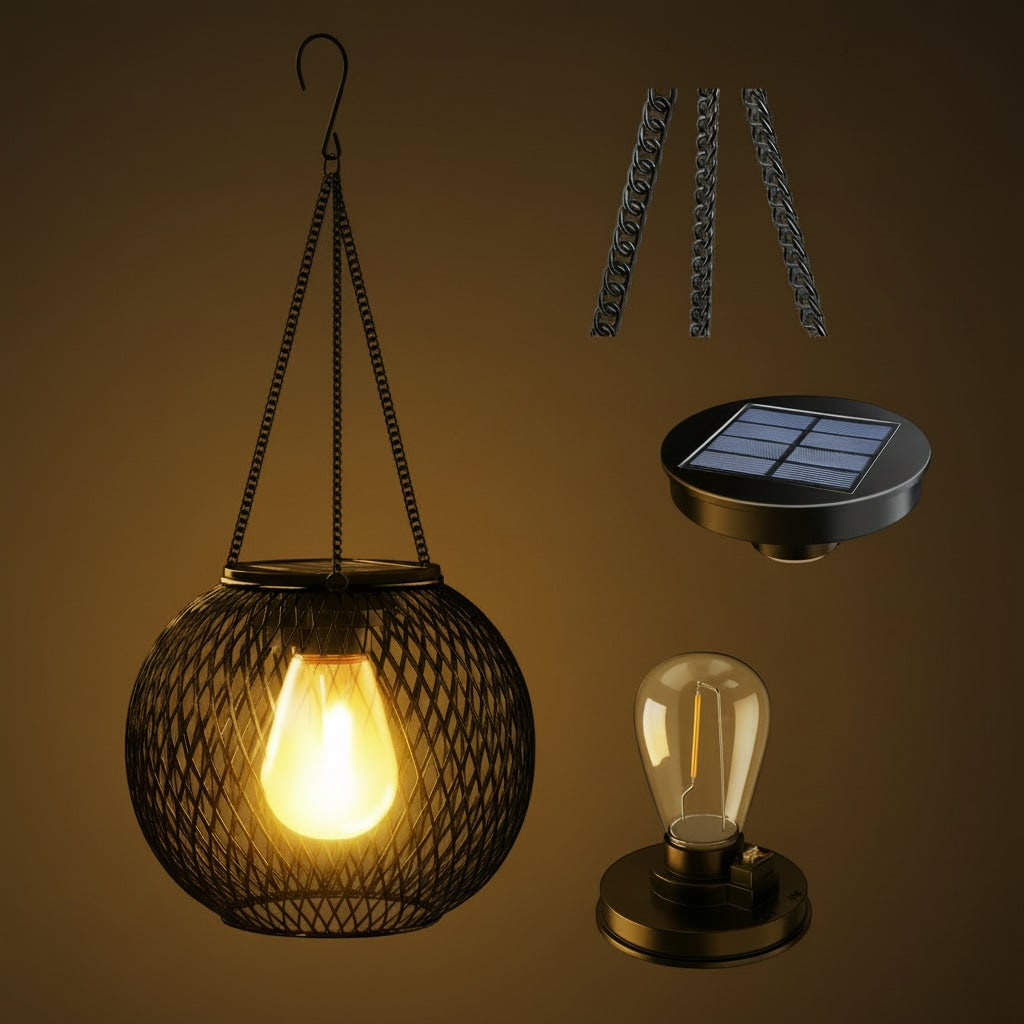 Halloween Hanging Solar Lights Outdoor with Powered Lantern and LED Bulb for Yard Decoration - Image 6
