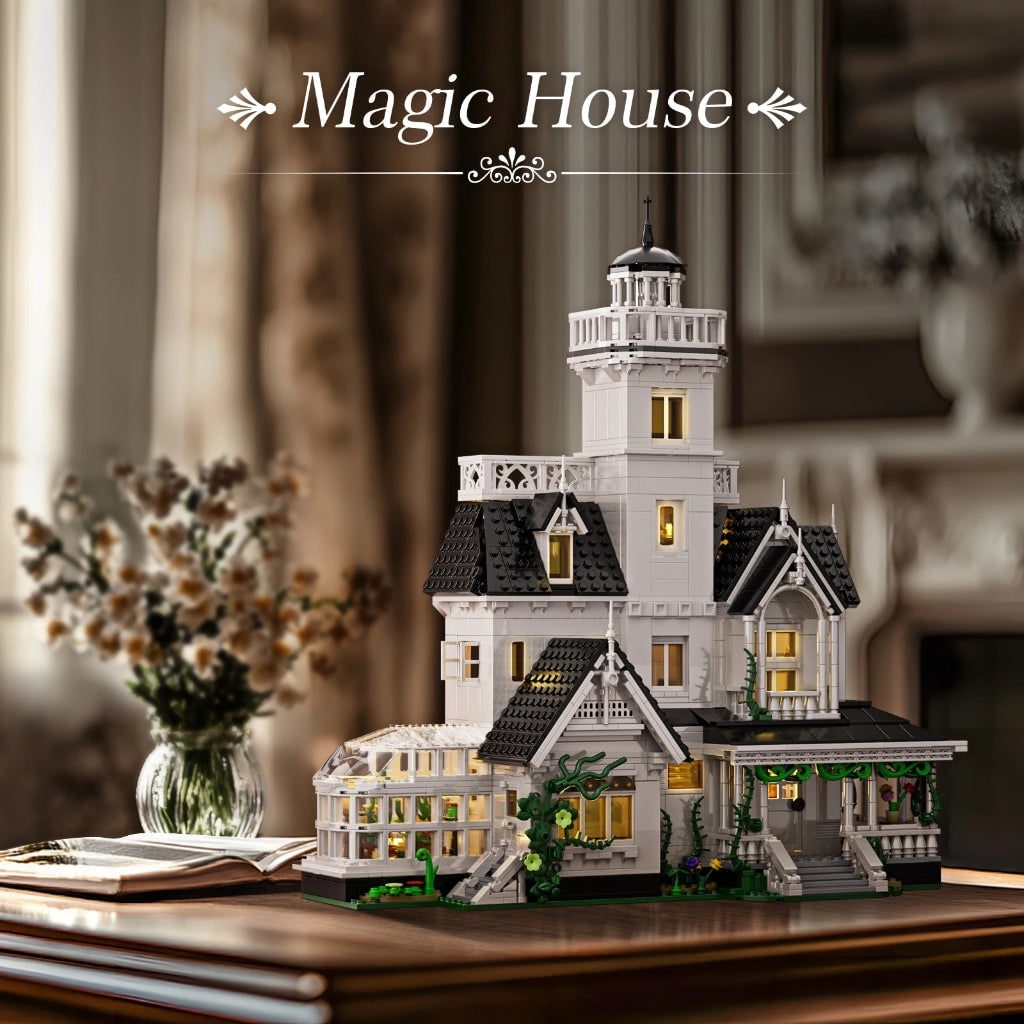 Halloween Haunted House Building Block Set with LED Lights - Image 3
