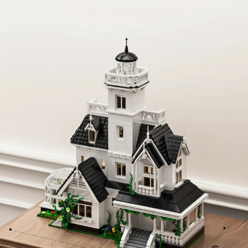 Halloween Haunted House Building Block Set with LED Lights - Image 4