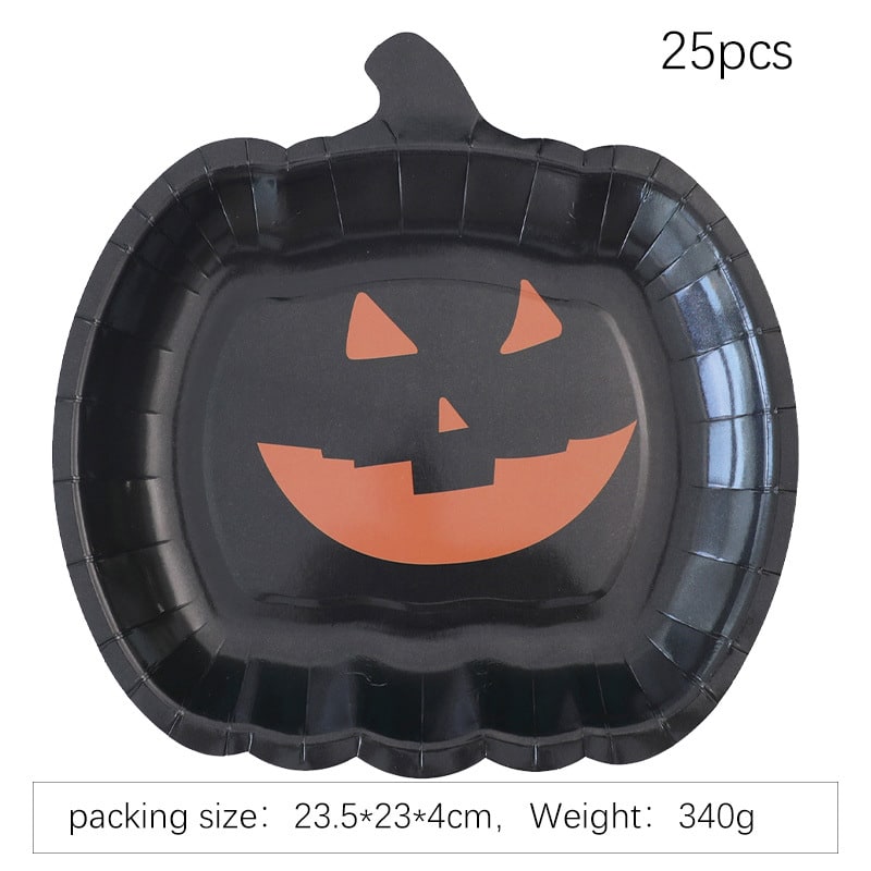 Halloween Heavy Duty Disposable Paper Plates with Pumpkin Jack-O-Lantern Design - Image 1