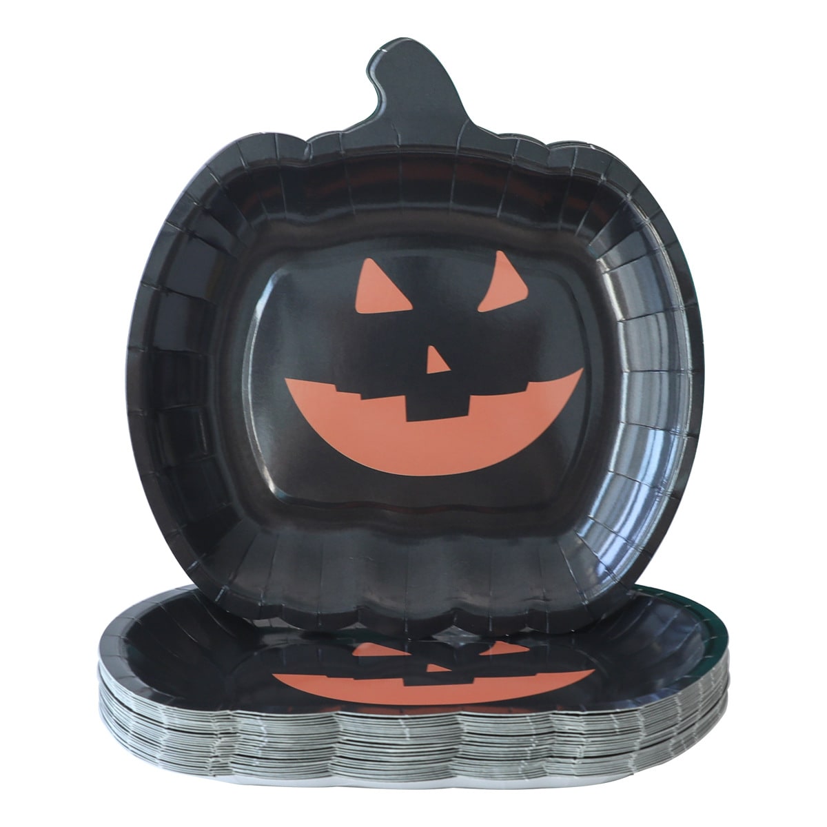 Halloween Heavy Duty Disposable Paper Plates with Pumpkin Jack-O-Lantern Design - Image 6