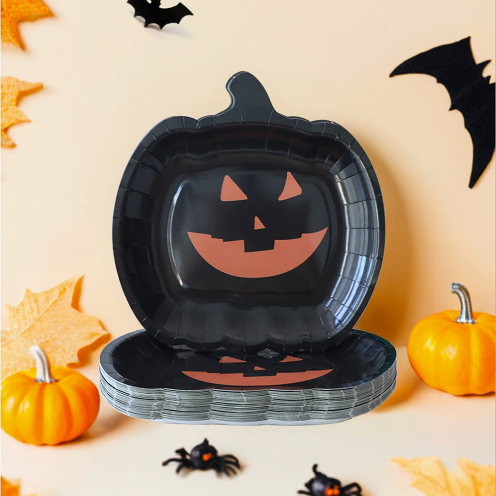 Halloween Heavy Duty Disposable Paper Plates with Pumpkin Jack-O-Lantern Design - Image 8