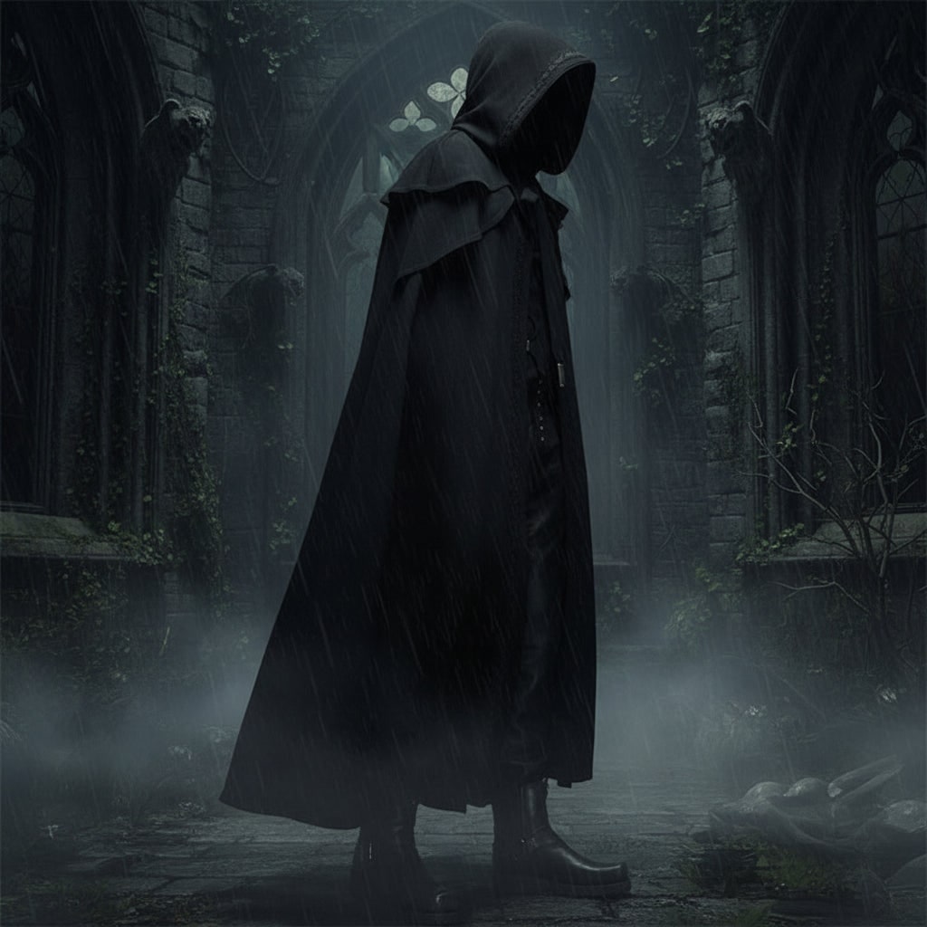 Halloween Hooded Cloak with Cape and Embroidered Trim for Witch Costume Party Red Riding Hood - Image 1
