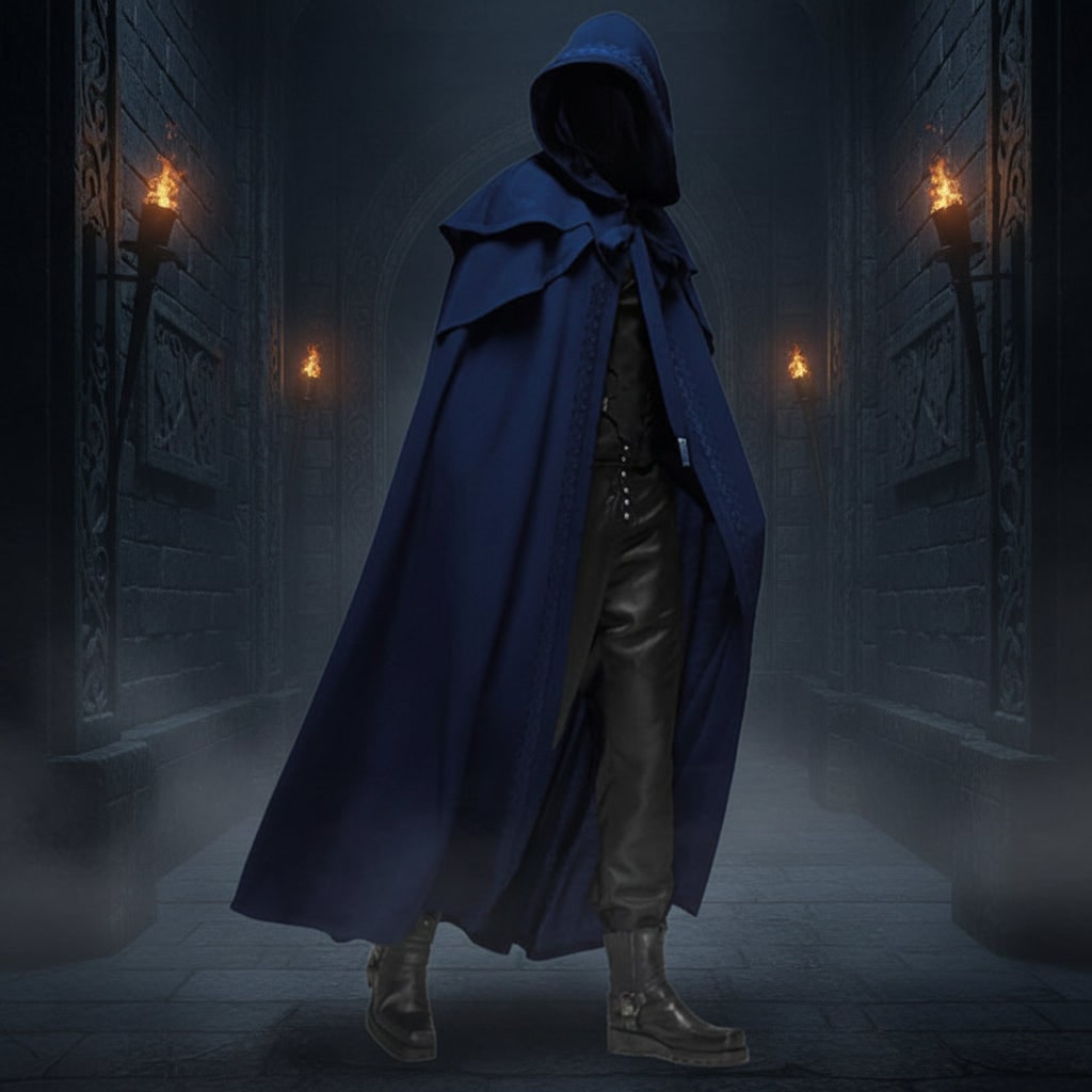 Halloween Hooded Cloak with Cape and Embroidered Trim for Witch Costume Party Red Riding Hood - Image 3