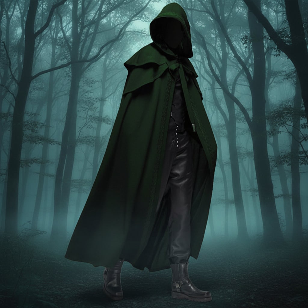 Halloween Hooded Cloak with Cape and Embroidered Trim for Witch Costume Party Red Riding Hood - Image 4
