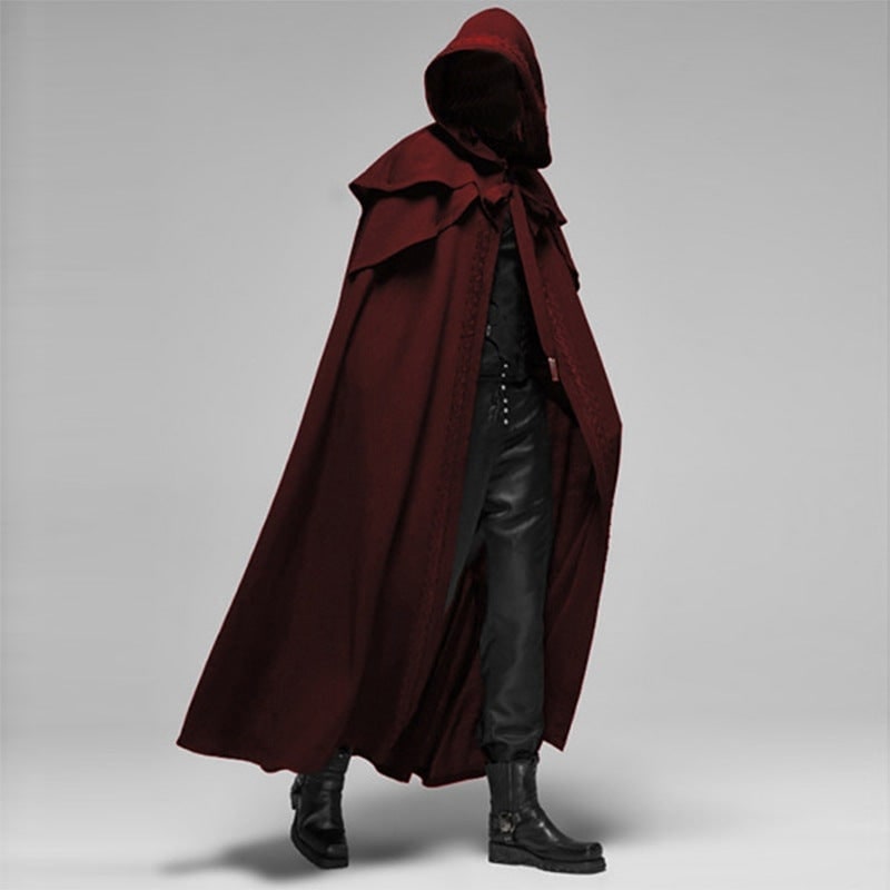 Halloween Hooded Cloak with Cape Shoulder Capelet and Decorative Trim for Gothic Costume Party - Image 2