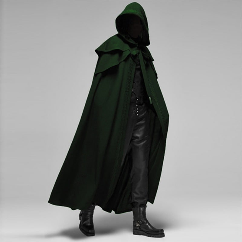 Halloween Hooded Cloak with Cape Shoulder Capelet and Decorative Trim for Gothic Costume Party - Image 4