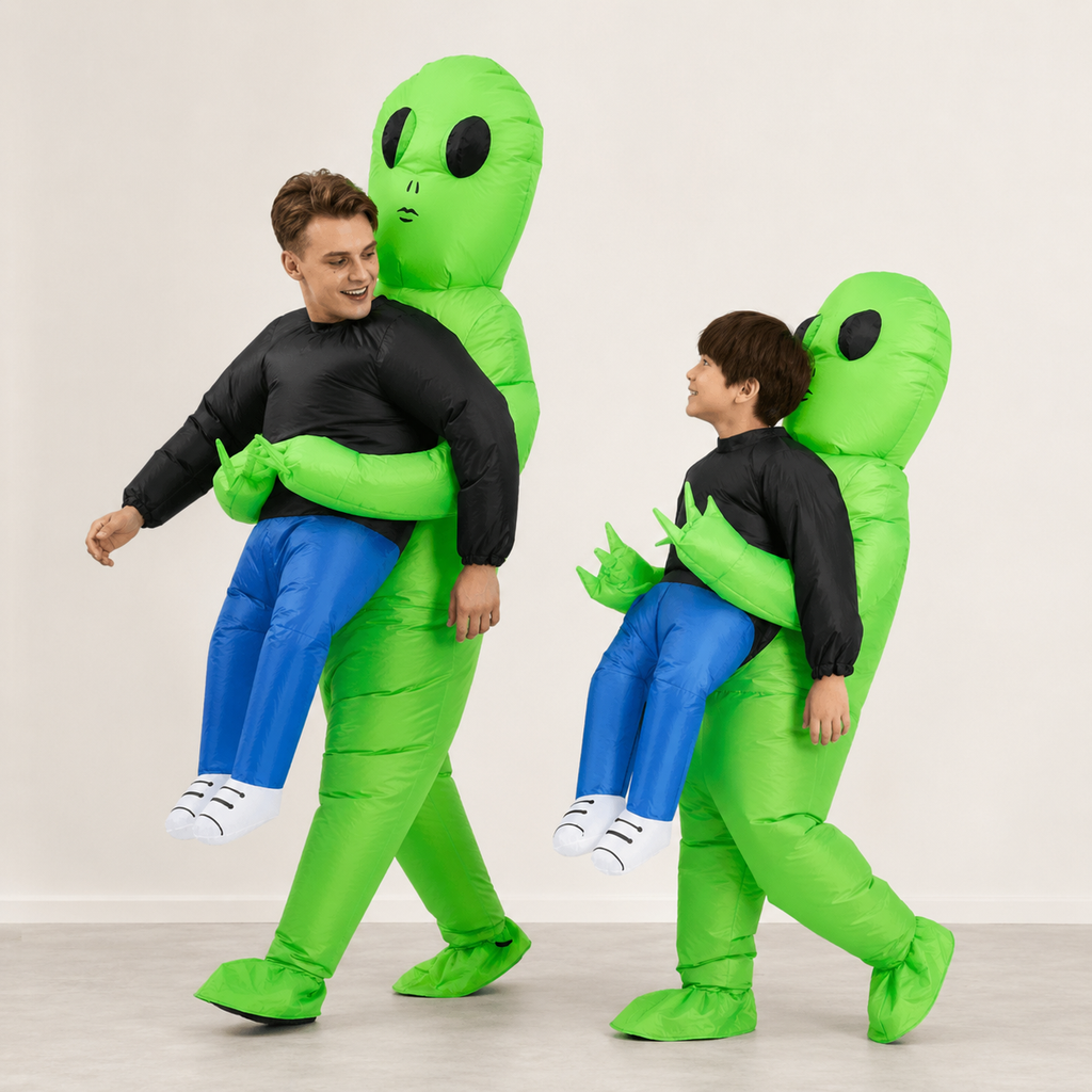Halloween Inflatable Alien Costume Blow Up Party Outfit with Built-In Fan - Image 1