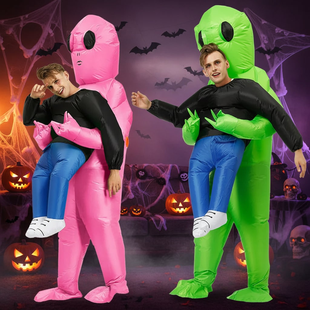 Halloween Inflatable Alien Costume with Dangling Legs and Air Blower Fan - Image 1